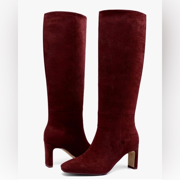 Tall Faux Suede Burgundy Boots. NWT in Box - Picture 5 of 15